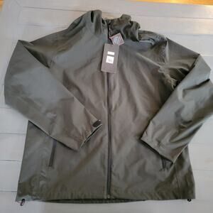 Please Recycle Men's Black Full Zip Hooded Windbreaker Jacket Size Large